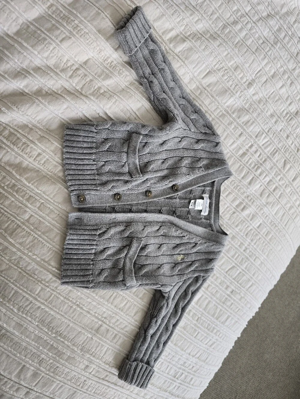 Ralph Lauren kids Light Gray Cable Knit Cardigan